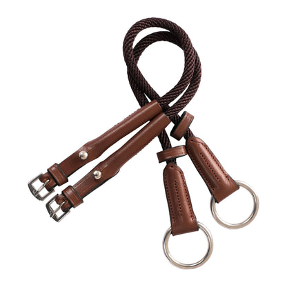 Exion Rope Cheek Pieces for Horse Bridle – 13mm Leather & Rope Replacement Bit Straps – Vegetable Tanned with Stainless Steel Buckles – English Tack for Jumping & Polo – 1 Pair