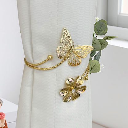 Lagnlnaoy 2pcs Metal Butterfly Curtain Tieback DTY Beautiful Curtains Tie Backs Exquisite Light Luxury Fashion Curtain Binding Strap New Home Housewarming Gifts