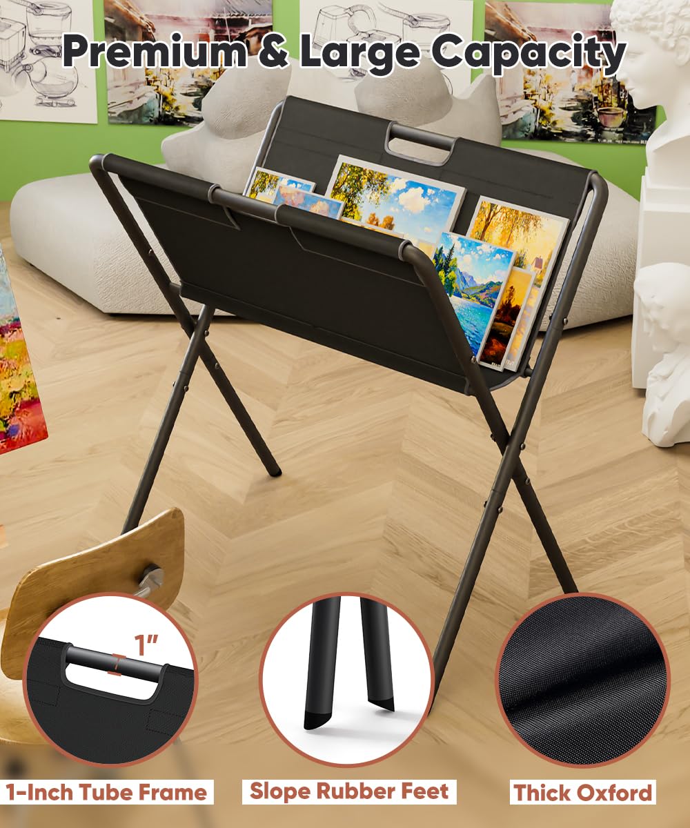 Mocomax Canvas Art Print Rack, Portable Folding Art Display Stand for Painting, Posters, Artwork, Prints, Canvas, Panels, Art Storage Drying Rack in Artist Galleries, Studios, 32.2"Wx25.5"Dx42.5"H (L)