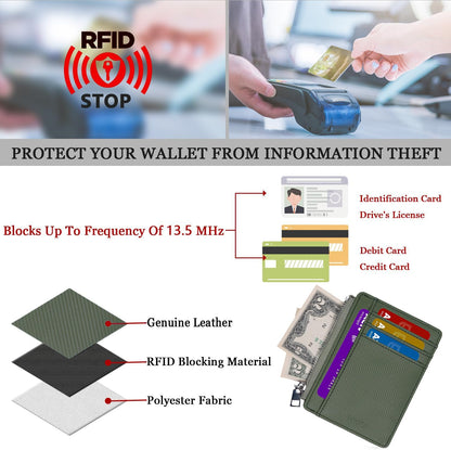 YOXIER Slim Minimalist Wallet, Front Pocket Wallets, RFID Blocking, Credit Card Holder for Men & Women (Matcha Green)