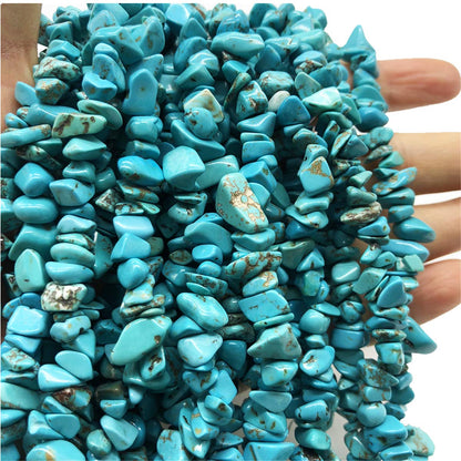 favoramulet 5-8mm Rose Quartz & Green Howlite Turquoise Tumbled Stone Chip Beads for Jewelry Making, Irregular Shaped Healing Crystal Loose Bead Supply, Pack of 2 Strands(64 inches)