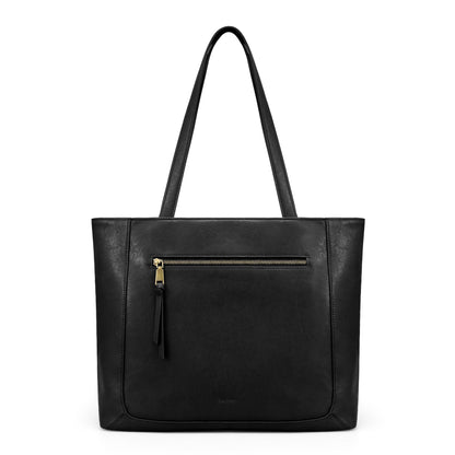 befen Genuine Leather Tote Bag for Women Work, Large Tote Bag with Zipper Real Leather Purse with 15.6" Compartment Womens Designer Shoulder And Handbags For Travel Everyday, Black