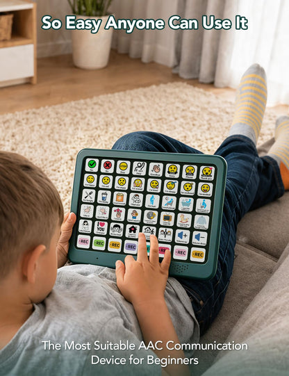 SKDTAZRZ AAC Device for Autism & Nonverbal Kids and Adults, 37 Preloaded Buttons + 8 Recordable Keys, Communication Board for Speech Therapy & Special Education, Home & School Use, Male/Female Voice