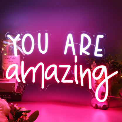 SYLHOME You Are Amazing LED Neon Light Sign 5V Girls Boys Bedroom Living Room Classroom Wall Decor Sign Hanging Smart Kid Birthday USB 16.9" X 10.6" Warm White