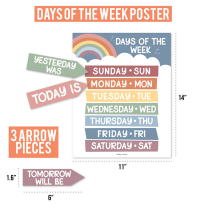Hadley Designs Classroom Calendar Set Bulletin Board Decorations - Boho School Calendar for Classroom Decor, Kindergarten Preschool Elementary Teacher Must Haves, Homeschool & Daycare Essentials