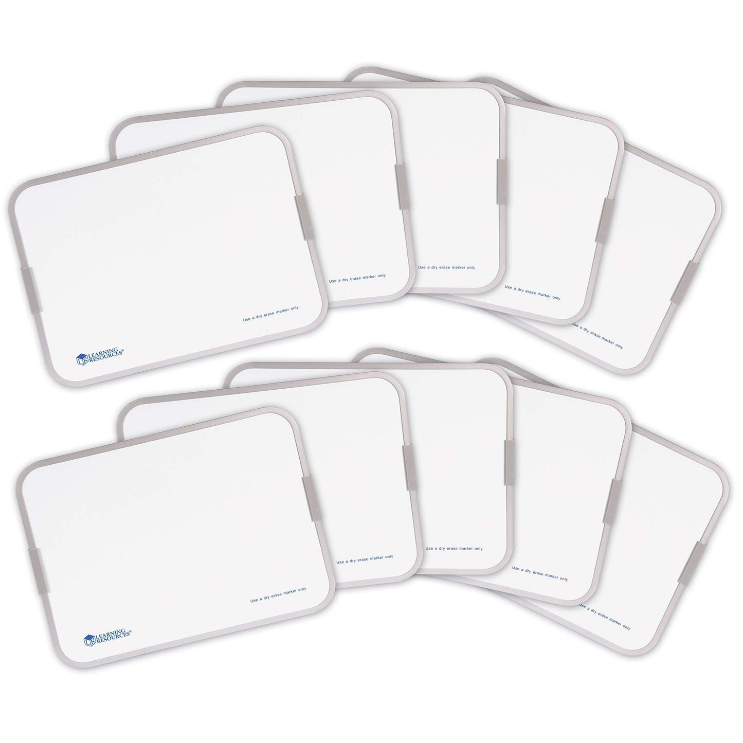 Learning Resources Magnetic Double Sided Dry Erase Boards, Set of 10 - White Board for Kids, Dry Erase Board Set, Student White Boards for Classroom, Mini Portable Whiteboard
