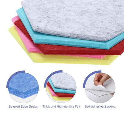 PATIKIL Felt Bulletin Board, 12"x10", 6 Packs Self Adhesive Hexagon Felt Tiles for Sound Proofing Wall Panels for Home Office Recording Studio,Game Room, Sky Blue