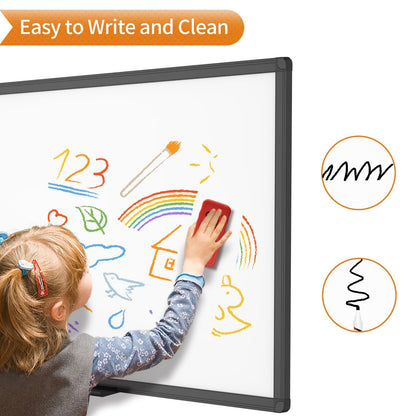 VIZ-PRO Magnetic Dry Erase White Board, 60 X 40 Inches, Black Aluminium Frame