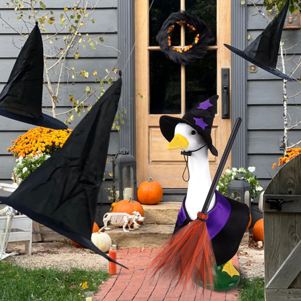 DIYDEC Halloween Goose Outfit Witch Lawn Porch Goose Clothes Fall Halloween Goose Costume for 23" Geese Outdoor Patio Yard Lawn Decoration