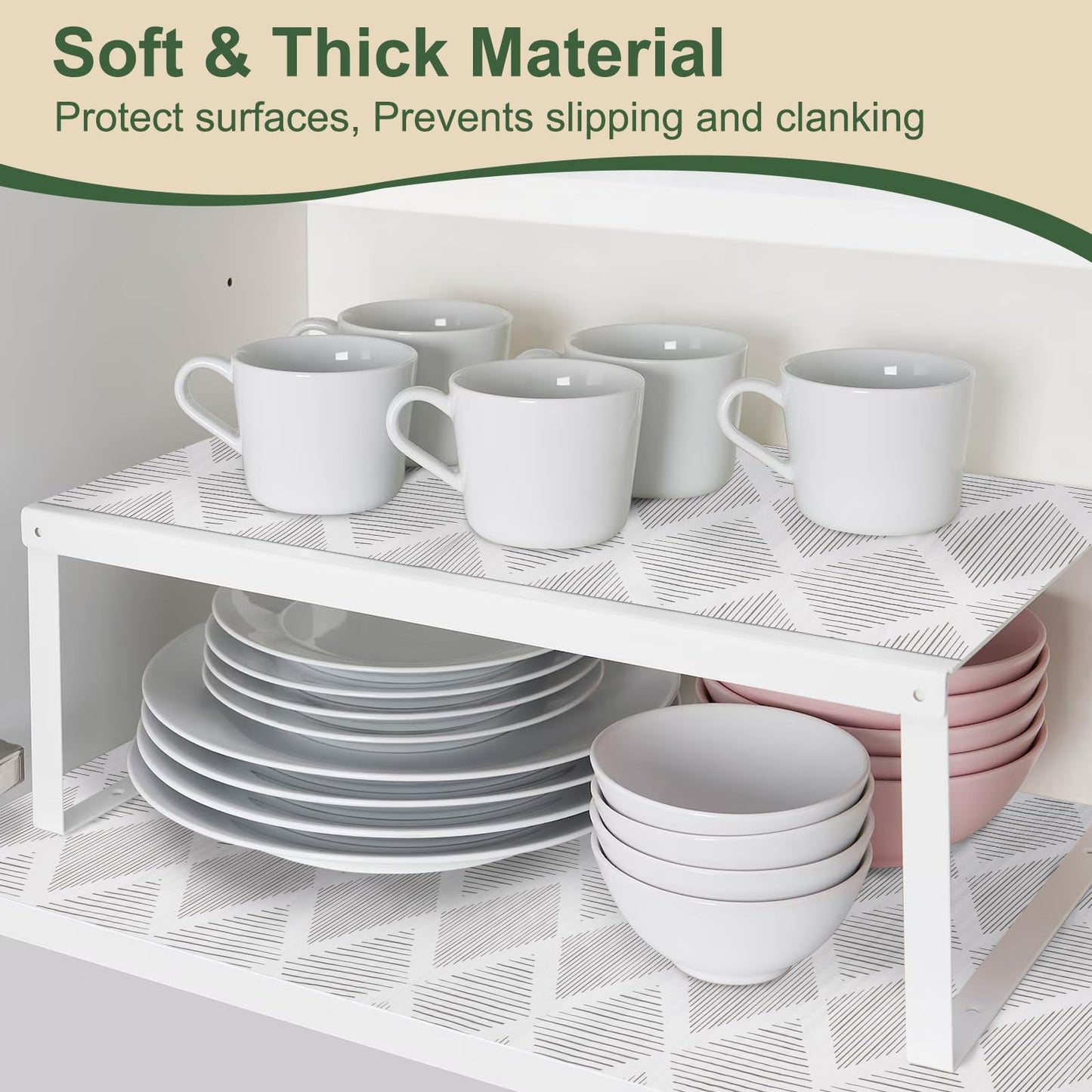 Shelf and Drawer Liners for Kitchen Cabinets Non-Adhesive Cabinet Liner Non-Slip 12" x20FT, Waterproof Shelf Paper Thickened Mats, Protection for Shelves, Cupboard, Dresser, Pantry, Bathroom Drawers
