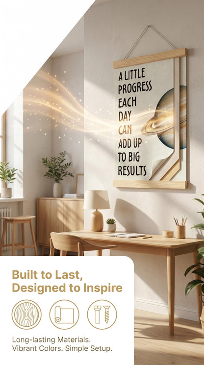 CVDGUFY Motivational Wall Art – Inspirational Wooden Scroll for Office, Classroom, and Home Decor – 30x40cm Hand-Painted Poster with UV Printing