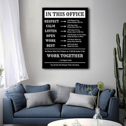 Motivational Poster Wall Decor In This Office Inspirational Quote Canvas Painting Prints Artwork Positive Affirmation Picture for Office Hallway Gym Workplace Stretched and Framed [18''Wx24''H]