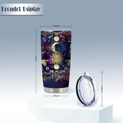 Goth Moon Tumbler,Halloween Witch Travel Mugs, Gothic Moon Phase Black Vacuum Insulated Stainless Steel 20 Oz Witchy Tumbler Cup,Halloween Spooky Gifts for Women Goth Mystery Coffee Tumblers,1 Pcs