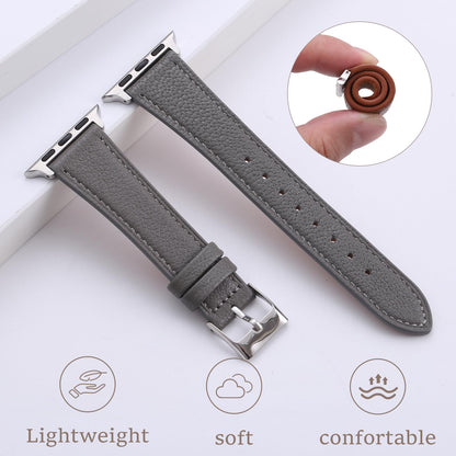 Thin Slim Soft Goatskin Women Leather Watch Bands for Apple Watch 38mm 40mm 41mm 42mm, Small Wrist Watch Band Lightweight Elegant Replacement Straps Compatible with iWatch SE 11 10 9 8 7 6 5 4 3 2 1