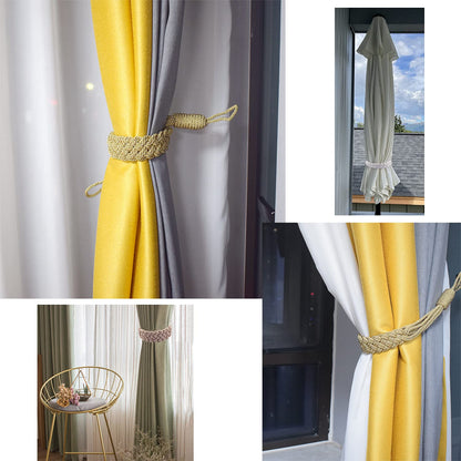 BEL AVENIR Curtain Tiebacks Ropes Hand-Woven Weave Braid Ties Handmade Home Office Decorative Holdbacks with 2 Metal Screw Hooks (Black)
