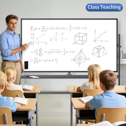 DexBoard Large 72x40 Inch Mobile Whiteboard, Double-Sided Magnetic Dry Erase Board on 360-Degree Rolling Stand, Height-Adjustable, Reversible for Office, Classroom & Home Use
