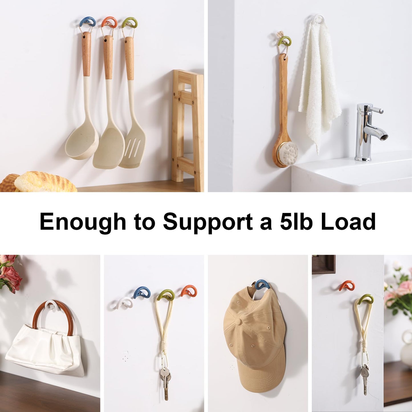 ATLZBLTCI Cute Decorative Hooks for Wall. Ceramic Boho Decorative Hooks for Hanging Things Suitable for bathrooms Towel Coat Key Purse Clothes 4 pcs.