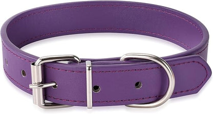 Purple Soft Leather Dog Collar for Small,Medium, Large Dog, Comfortable and Adjustable (Wide: 0.55'' for Dog's Neck: 9''~12'', Purple, S)