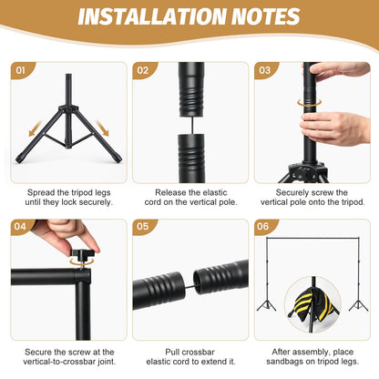 Forlogic 10x7.5Ft Backdrop Stand, Heavy Duty Adjustable Photo Back Drop Stand for Party, Photography, Banner Stand (Includes Six Background Stand Clamps)
