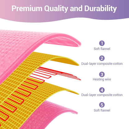 Comfytemp Heating Pad for Back Pain Relief, Extra Large Pink Heating Pad XXL, Birthday Gifts for Women Mom Grandma Wife, 17''x 33'' King Size Electric Heating Pads for Period Cramps