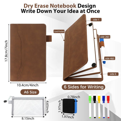 Feifeiya 6 Sides Dry Erase Whiteboard Notebook Portable Notebook White Boards 4"x7"(a6) Mini Folding Whiteboard Anti-ghosting Surface, Travel Dry Erase Mini White Board for Office, School, Study