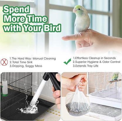 50 Pack Disposable Bird Cage Liners, Clear Plastic, 35x24 Inches, Leak-Proof, Universal Tray Liner Bags for Parrots, Canaries, Cockatiels