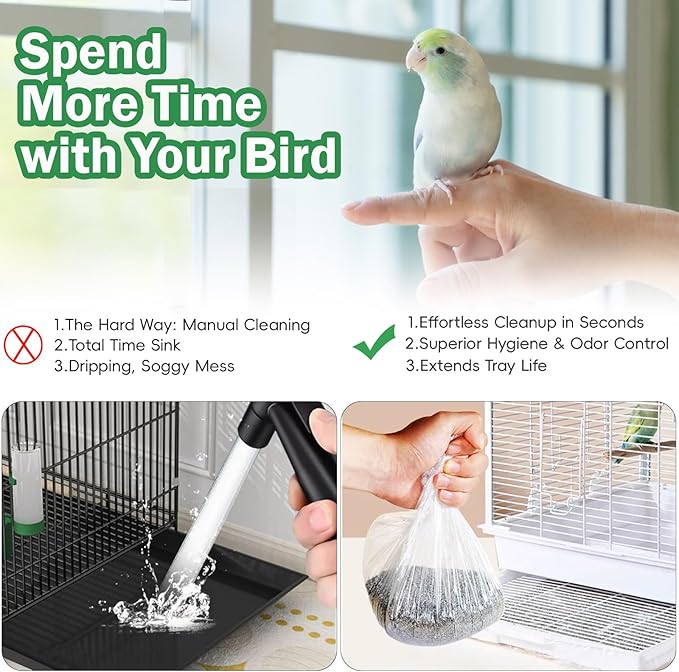 50 Pack Disposable Bird Cage Liners, Clear Plastic, 24 * 16 Inches, Leak-Proof, Universal Tray Liner Bags for Parrots, Canaries, Cockatiels