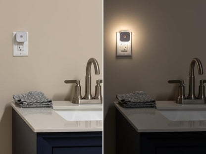 Energizer LED Motion Sensor Night Lights Plug Into Wall Dusk to Dawn Sensor Home Decor Apartment Essentials Ambient Lighting Nightlight 85617 2 Pack