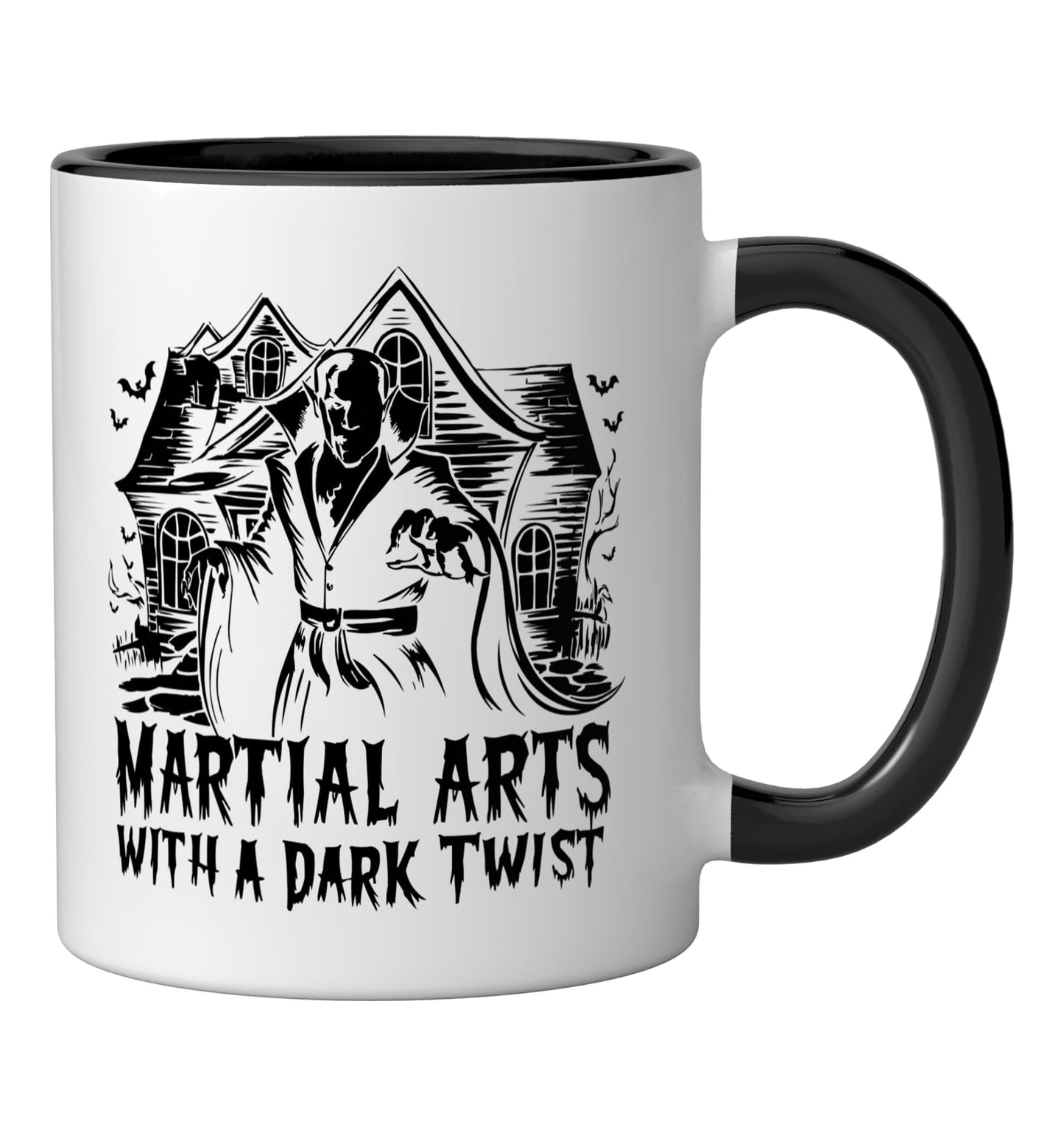 MMA Halloween Martial Arts Martial Artist Trick Or Treat Ceramic Mug, Black/White