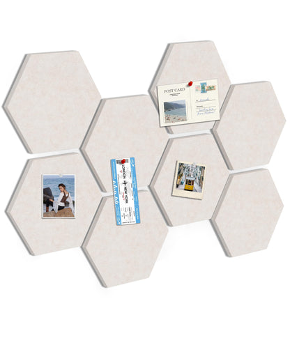 Toptople 12 Inch Large Hexagon Cork Board for Walls, 8 Pack Felt Bulletin Board Tiles, Pin Board with Push Pins for Office Photo and Note, Oatmeal