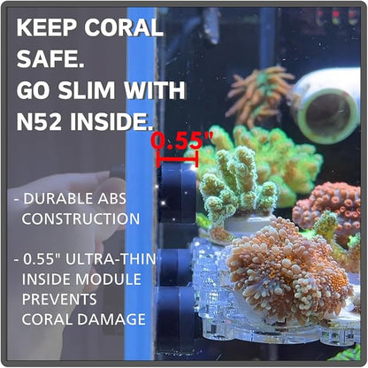 Magnetic Aquarium Cleaner, N52 Strong Magnet Algae Scraper for Fish Tank Glass, Ultra-Thin 0.55" Coral Safe, Fits 0.35" Glass 40 Gallon, Freshwater Marine (Not Acrylic) (Nano)