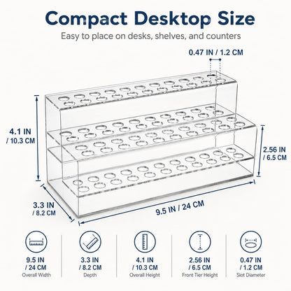 Cabilock 48-Slot Acrylic Pen Display Stand, Marker and Brush Organizer, Pen Holder, Makeup Eyebrow Art Brush Rack for Home Office Desk School