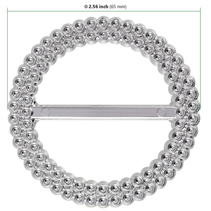 HAKZEON 200 PCS 2.5 Inch Silver Chair Sashes, Round Chair Sash Buckles, Acrylic Rhinestone Ribbon Buckle, Chair Sash Ribbon Slider for Wedding, Party, Banquets, Home, Craft