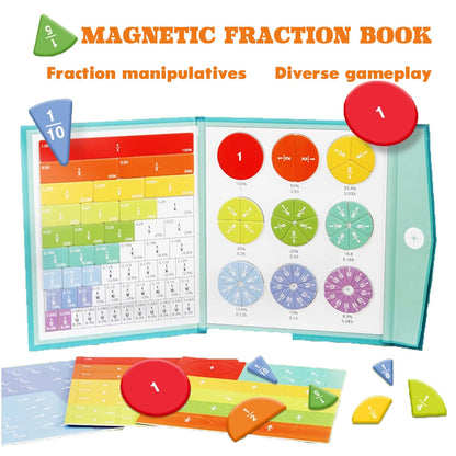 New Magnetic Fraction Demonstration Book for Kids, Magnetic Fraction Playbook, 102 Pcs Magnetic Fraction Tiles, Educational Puzzle Math Fraction Manipulatives for Elementary School Classroom Must Have