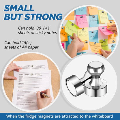 LOVIMAG Fridge Magnets 50 Pcs Refrigerator Whiteboard Small Strong Magnet Classroom Kitchen Accessories Decorative Locker Set Decor Must Haves Office Calendar Refrigerador Magnetic Cute Crafts Silver