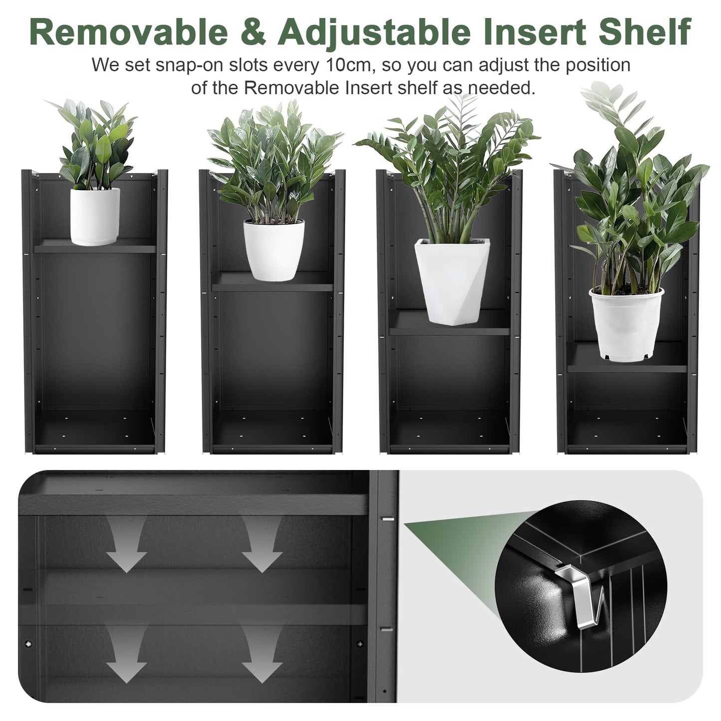 Nessxa Metal Planter Box for Outdoor Plants 15" L x 15" W x 30" H 2 Pack, Heavy Duty Steel Planter Box with Removable Insert Shelf, Rectangular Planters for Porch, Garden, Yard, Hotel (Black)