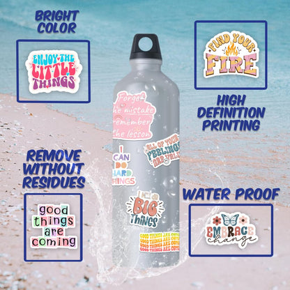 300PCS Motivational & Affirmation Stickers by Puraesla – Holographic Pack for Vision Board, Inspirational Decals for Water Bottles, Laptops, Planners, Journals, Scrapbooks & Teachers