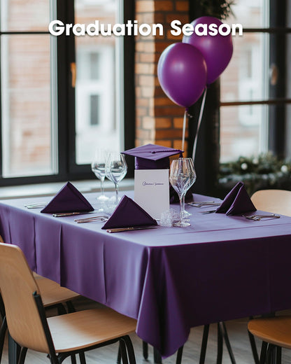 Pureegg Plastic Table Cloth Disposable 20 Pack, 54 x 108 Inch Table Cloths, Graduation Decorations Class of 2026, Graduation Party Tablecloths, Rectangle, Plastic Cover, Leakproof & Sturdy, Purple