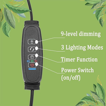 Full Spectrum Grow Lights for Indoor 6000K White Red 40 LEDs, 9-Level Dimmable Indoor Plant Growing Light for Seed Starting, Auto on/Off Clip Plant Grow Lamp, 3/9/12H Timer, Adjust Gooseneck