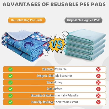 KOOLTAIL Summer Washable Pee Pads for Dogs, 2 Pack Super Absorbent Reusable Puppy Training Pads Waterproof, Nonslip & Leak-Proof Dog Pee Pads,Large Pet Mats Whelping Pads for Floor,Crate,Couch,36"x41"