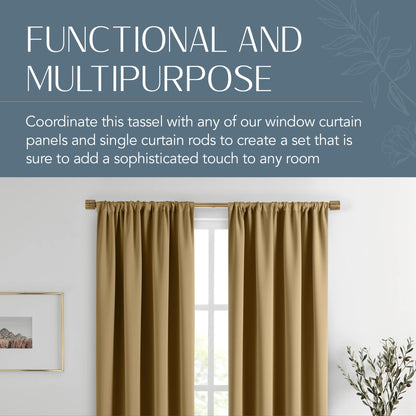 Elrene Home Fashions Amelia Decorative Tassel Window-Curtain Tieback, 24 Inches, Gold