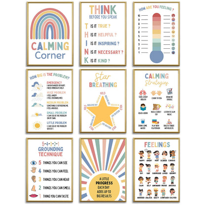 Calming Corner Classroom Posters, Mental Health Posters Therapy Office Decor ,Calm Down Corner Coping Skills Wall Art for Kids Toddler Classroom Preschool Homeschool Bulletin Boards Decoration (Calming Corner)