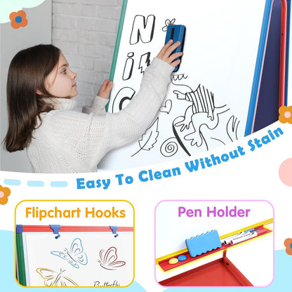 Mobile White Board with Stand - 70.8" H Double Sided Portable Rolling Whiteboard Kids Easel for Classroom,Height Adjustable Magnetic Dry Erase Board on Wheels for Home,School,48x24 inches