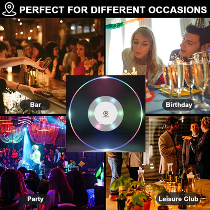 3 PCS Crystal Ultra-Thin LED Coasters for Drinks, 3.9'' Non-Slip Waterproof Transparent LED Luminous Coaster for Beverage Cup Wine Table Club Bar Wedding Halloween Party (Color)