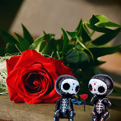 YOWOY Sugar Skull Couple Statue, Sugar Skull Figurine,Resin Crafts Sugar Skull Decor,Skull Head Skeleton Figurine Statue Display Hand Crafts,Home Decor Collectible Figurines (Couple)
