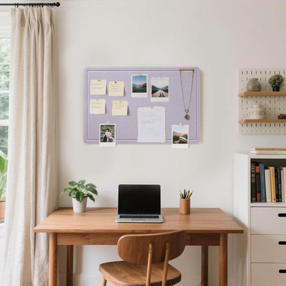 Lightomorrow Bulletin Board, 24 x 18 Inches Cork Board Alternative Decorative Felt Pin Board with Safe Removable Adhesives & 21 Push Pins for Home Office Classroom Walls-Light Lavender