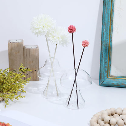 STOBOK Mushroom Decor 2 Pcs Clear Mushroom Vases Small Glass Vases Hydroponics Plant Flower Pot Flower Arrangement Desk Wedding Garden Decorative Decor Terrarium