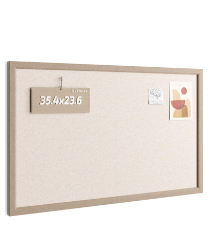 Fluxynara Foldable Cork Board Alternative, Felt Bulletin Board 35.4" x 23.6" Deep Camel Frame with 24 Adhesive Tabs, Pin Board for Home Office, Classroom, Entryway, Kitchen Wall Decor—Oatmeal
