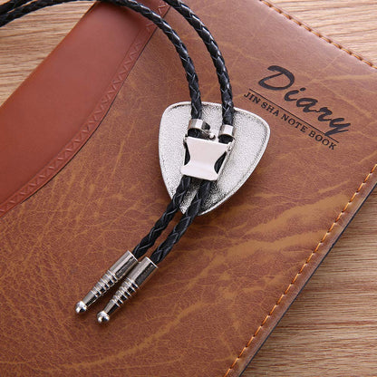KDG Triangle Nature Agate Shape Bolo Tie Western Cowboy Celtic Black Stone Necktie For Men