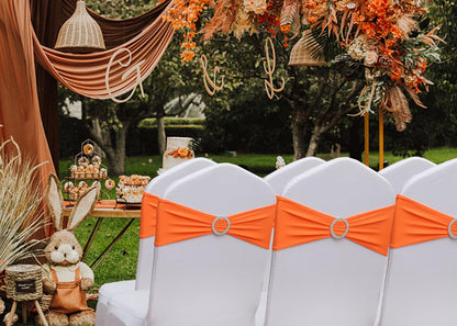 Gankar Burnt Orange Chair Sashes 50 Pack, Spandex Halloween Chair Sashes, Orange Chairs Bands for Party Banquet Theme Event Decor